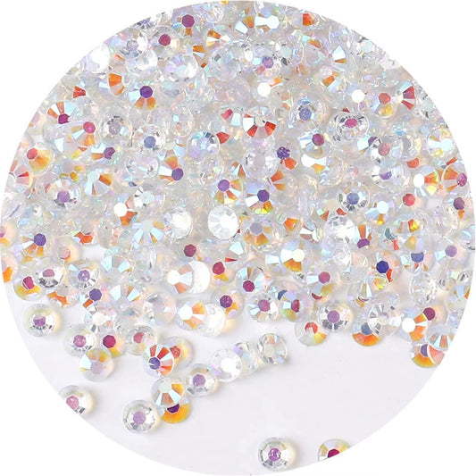 2250 Pcs SS16 4mm AB Flatback Rhinestones for Nails Art Crafts Transparent Glitter Round Gems Crystals DIY Clothes Shoes(Clear White AB)