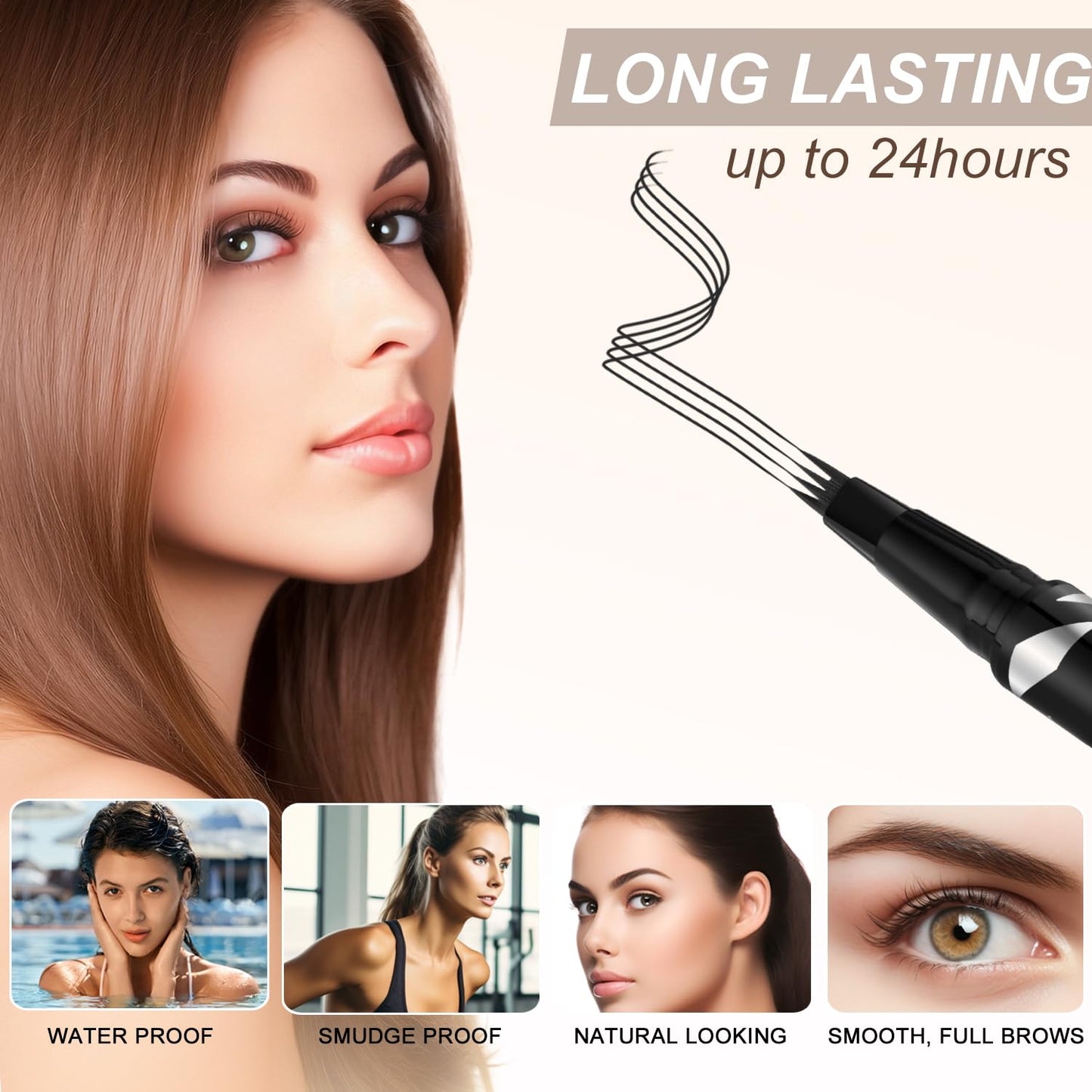 LAVONE Eyebrow Pen,2-IN-1 Dual-ended Waterproof Eyebrow Pencil,with 4 Tip Microblading Eyebrow Pen and Ultra-Precise Brow Pencil,Dual-ended Eyebrow Brush,Eyebrows Makeup for Natural Looking-Black
