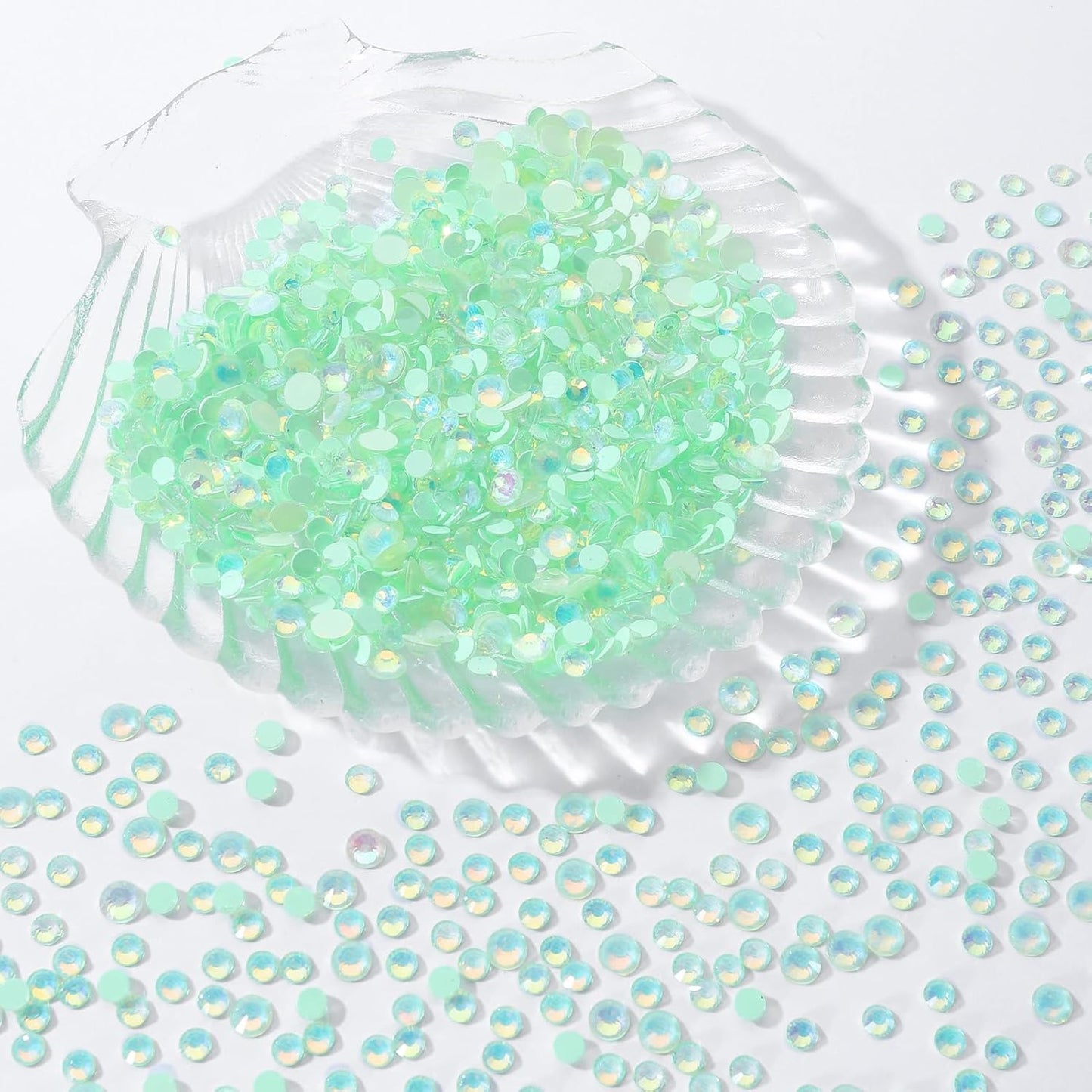 F Light Green Flatback Rhinestones, Glass Rhinestones for Nail Art and Craft, Glue Fix, Loose Crystal Gemstones(F Light Green, SS10, 1440pcs, 2.7-2.8mm)