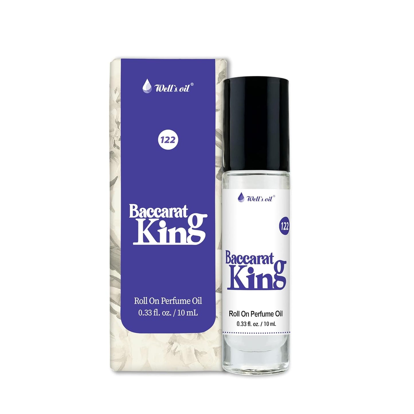 Well's Oil Roll-On Perfume Oil (Bacarat King) | Warm & Cool Notes | Long-Lasting | Paraben-Free | 0.33 Fl Oz / 10 ml