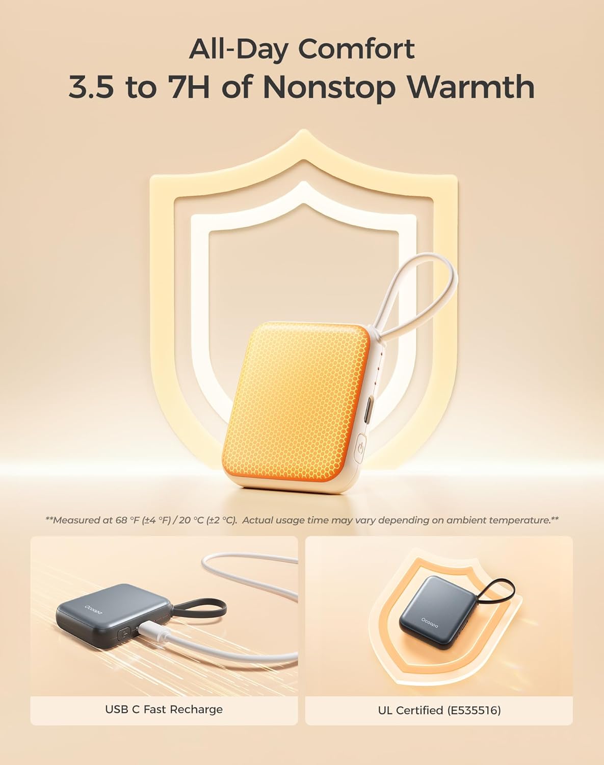 OCOOPA Hand Warmers Rechargeable, Smart Temp Control 7H*2 Long Safe Heat, Ultra Slim, Pocket-Size Design That Fits Gloves, Gifts for Women, Outdoor, Office, Commute (UT5 Nano)