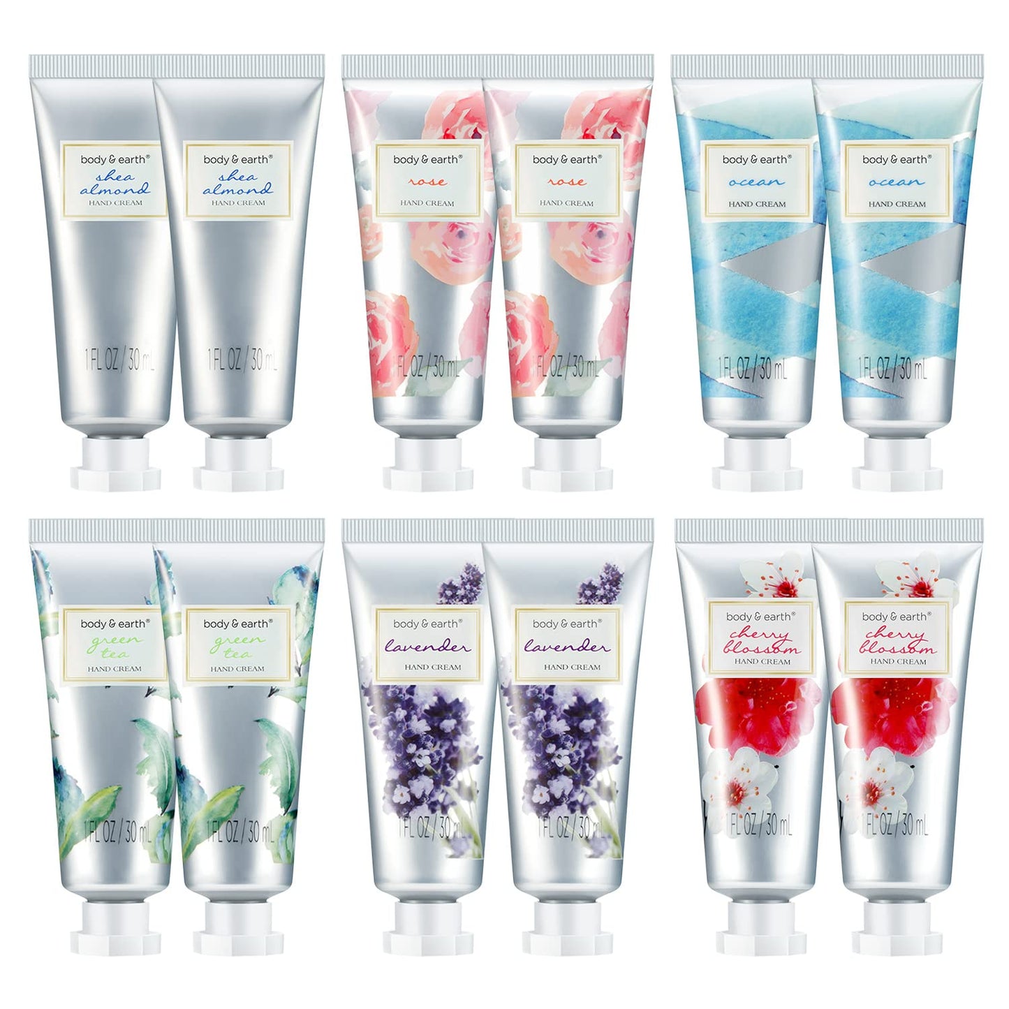 BODY & EARTH Hand Cream, Hand Lotion, 12 Pcs Travel Size Hand Cream Gift Set for Women Dry Hands Moisturizing with Shea Butter Valentines Mini Hand Lotion Gift Set for Women