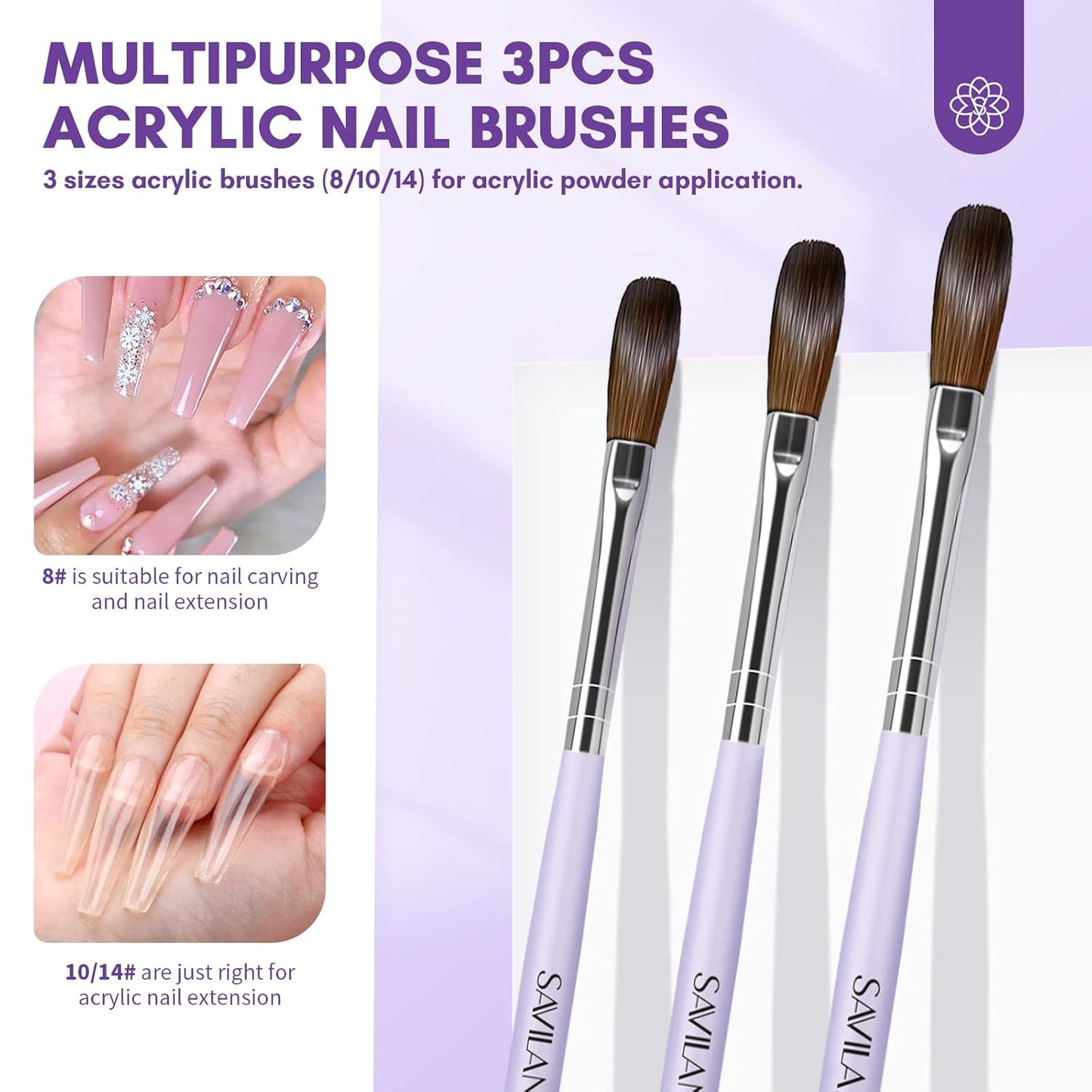 SAVILAND Acrylic Nail Kit with Drill: Professional Nails Kit Acrylic Set for Beginners with Everything White Pink Clear Acrylic Powder and Liquid Set Brushes 100 Forms Manicure Tools Home Salon DIY