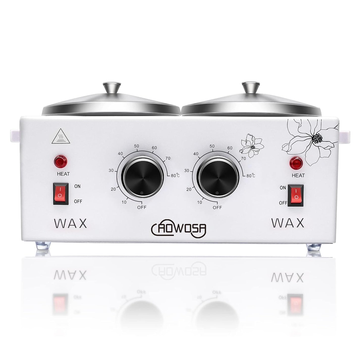 Double Wax Warmer Professional Electric Wax Heater Machine for Hair Removal, Dual Waxing Pot Paraffin Facial Skin Body SPA Salon Equipment with Adjustable Temperature Set