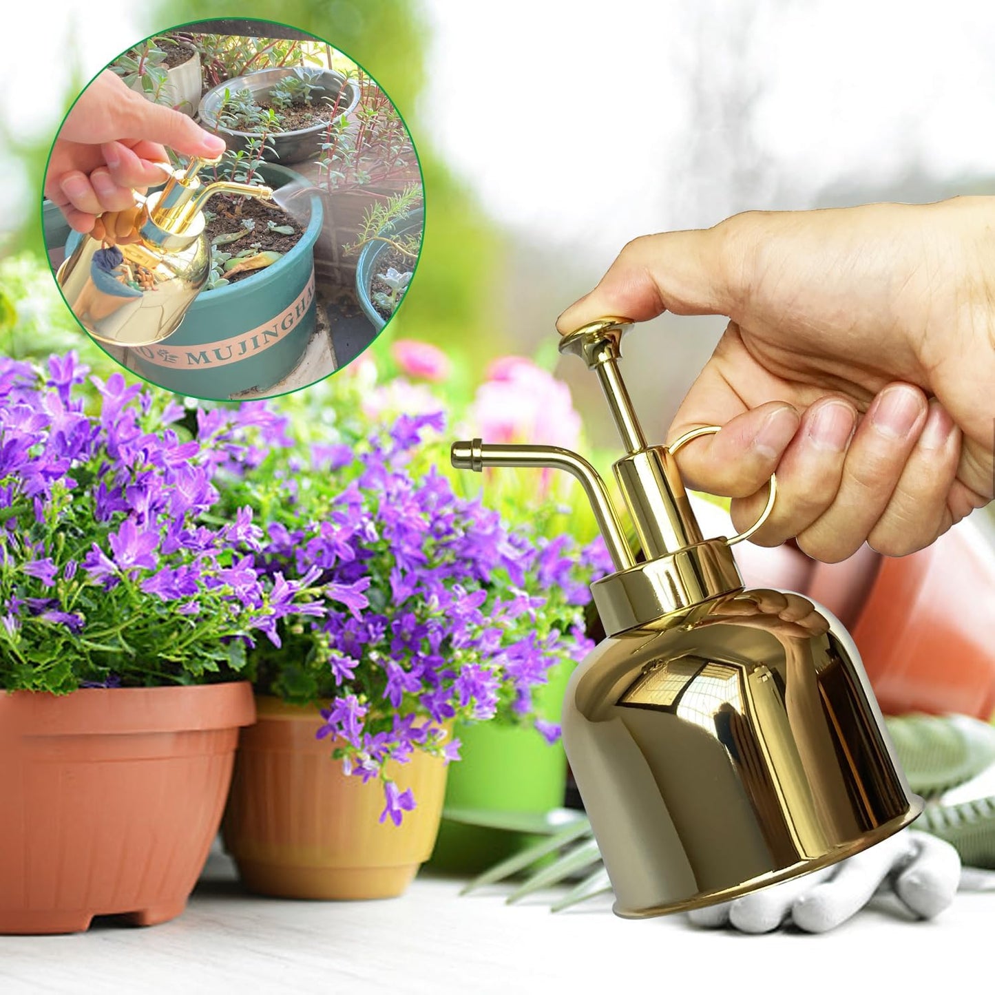 Plant Mister Spray Bottle Stainless Steel Plant Sprayer, Small Watering can Plant Spray Bottle Modern Gardening Tools for Indoor Potted Plants Watering and Spraying