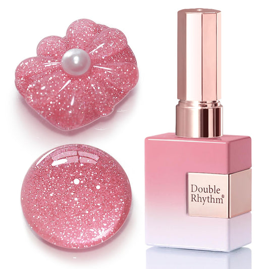 Double Rhythm 0.5Oz Glitter Gel Polish Shimmer Reflective Color for Nail Art Salon DIY Soak Off 15ml Nail Lamp Gel Polish at Home (Light Pink-B1173)