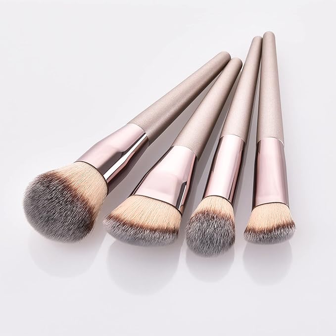 4pcs Professional Makeup Brush Set, Premium Synthetic Liquid Foundation Brush Blending Powder Tapered Kabuki Makeup Brushes Cosmetics Applicator
