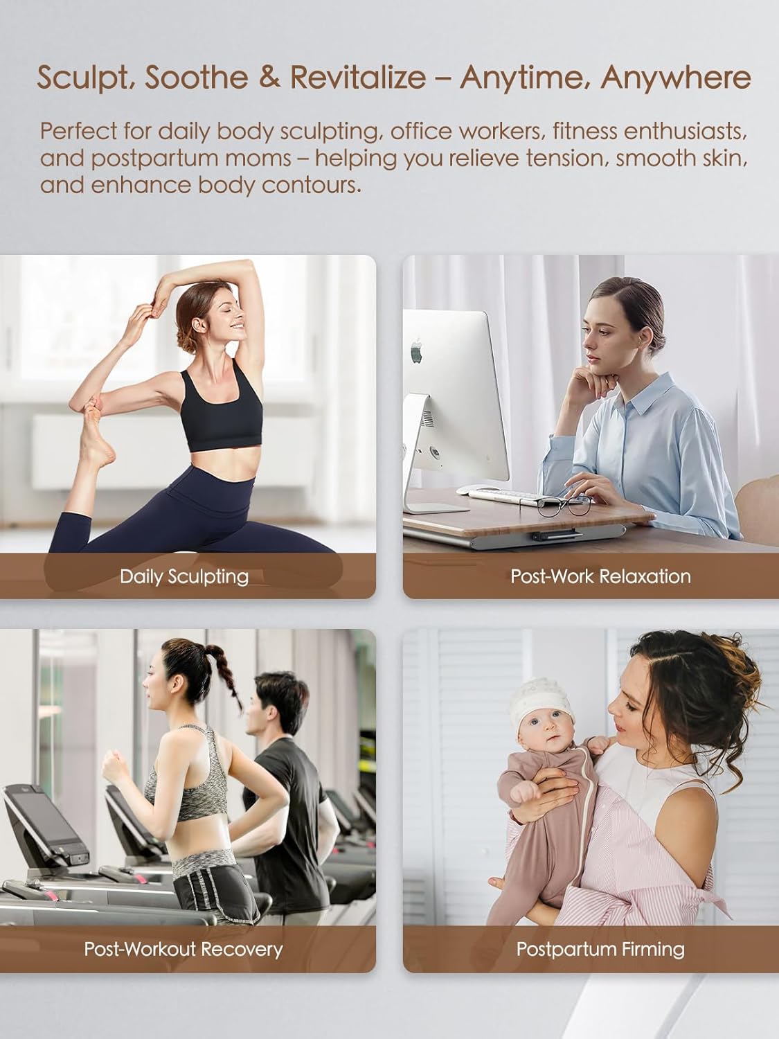 Lymphatic Drainage Massager & Anti Cellulite Massage Tool, Helps Reduce Stretch Marks & Cellulite, for Legs, Arms & Belly, Body Sculpting Machine with Microcurrent, Light, Heat & Vibration