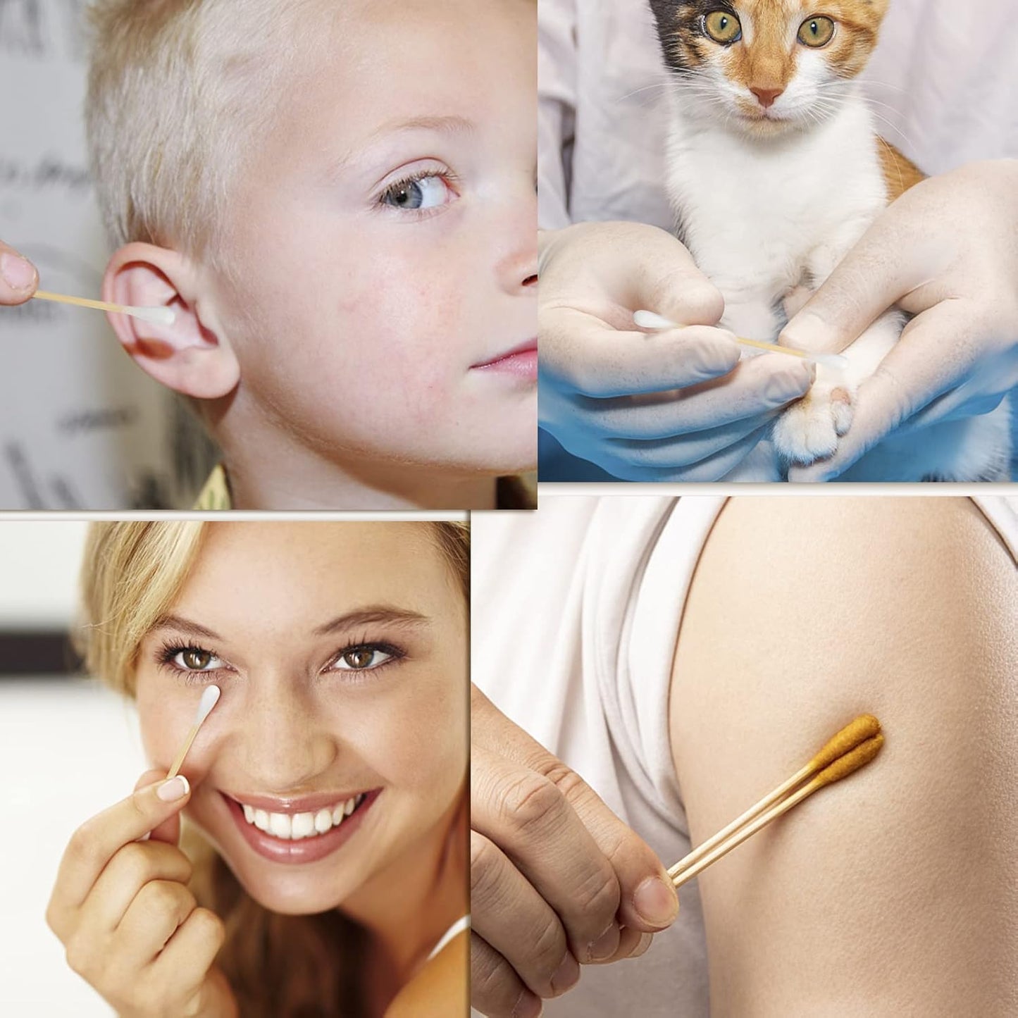 Bamboo Cotton Swabs 1000 Count - Natural Cotton Swab with Round Head Tips, Double Tipped Ear Sticks, Wooden Cotton Buds for Cleaning Travel Makeup