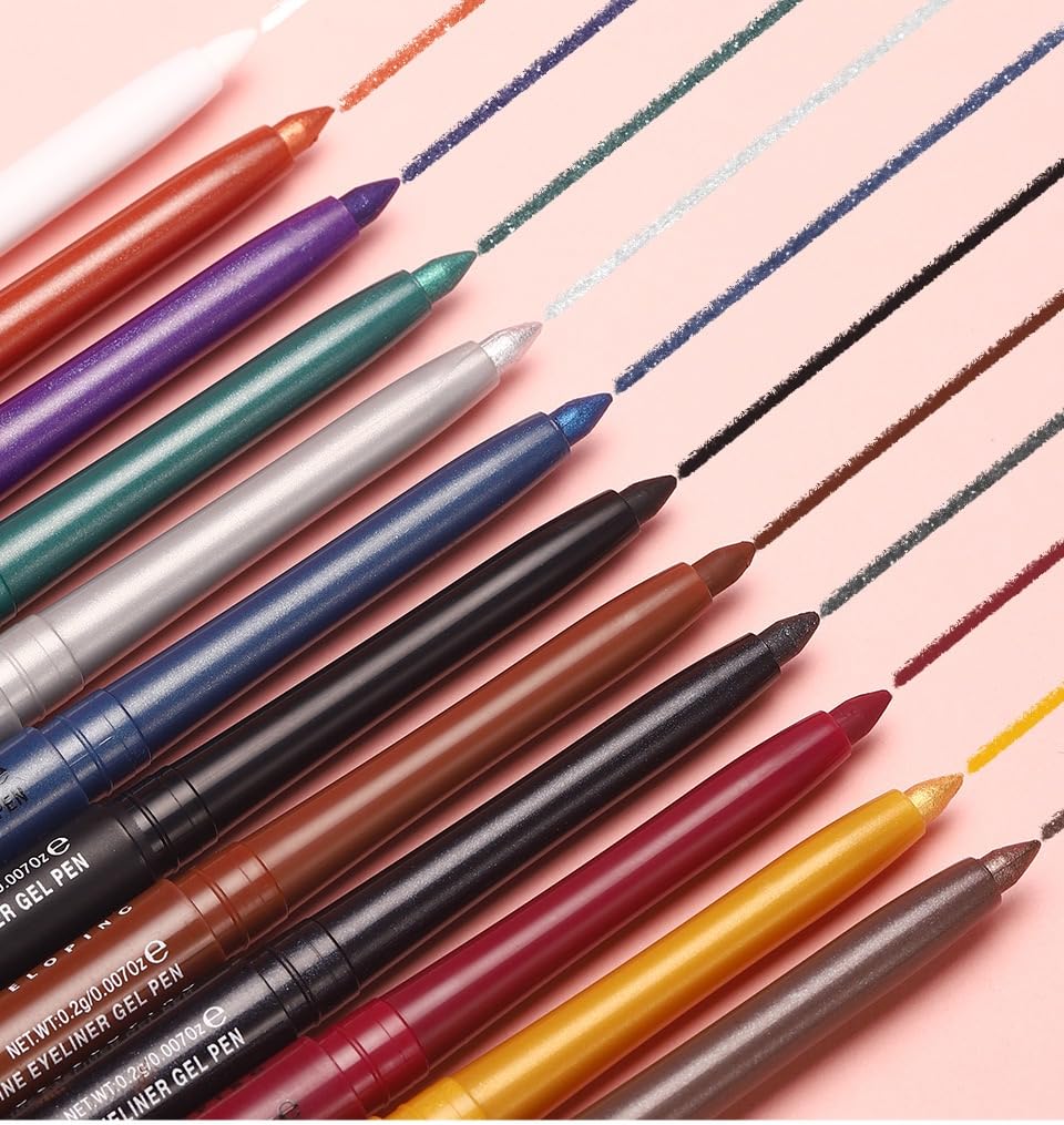 Reddish Brown Cream Shimmer Eyeliner Pencil Waterproof Retractable Brown Gel Eyeliner Smudge-proof Hypoallergenic Makeup (05#)