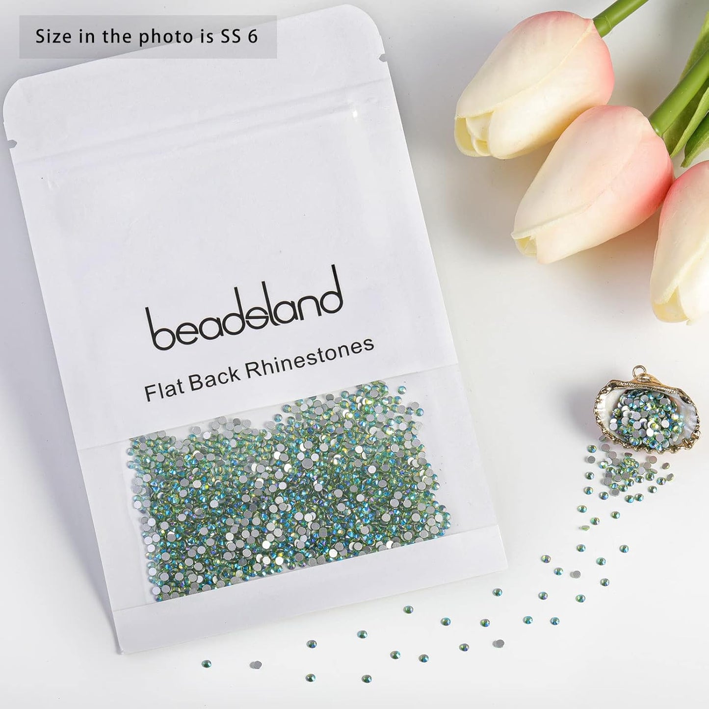 Beadsland 1440 Pieces Flat Back Crystal Rhinestones Round Gems,Peridot AB,SS6,1.9-2.1mm