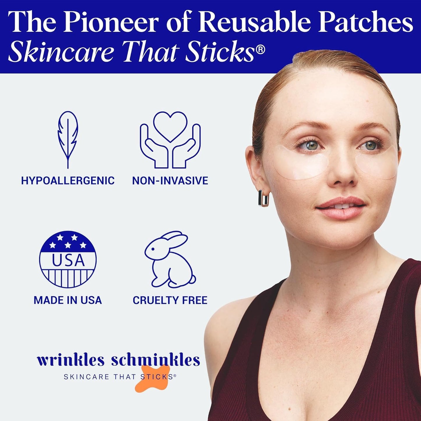 Wrinkles Schminkles Under Eye Wrinkle Starter Pack - Set of Reusable Under Eye Wrinkle Patches (3 pairs) + Silicone Patch Cleanser (2 oz) for Smoother Under Eyes & Fresh Look