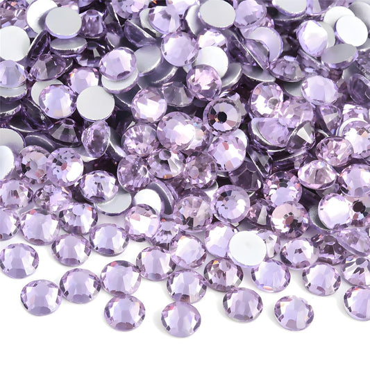 Flatback Rhinestones Round Gems for Nails Art and Crafts 1250Pcs SS20 5mm Glitter Crystals Stone DIY Bags Clothes Shoes (Light Purple)