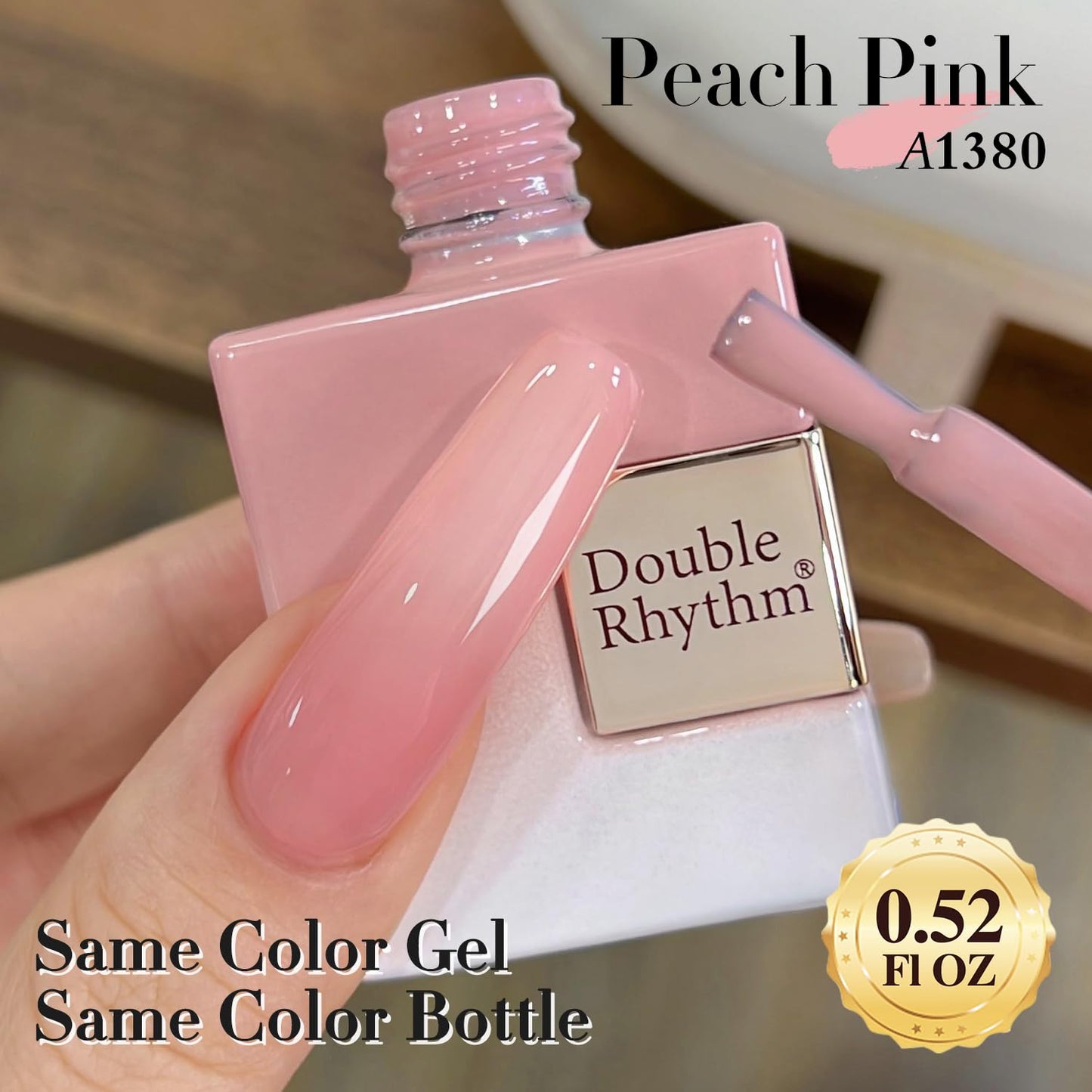 Double Rhythm 0.50 OZ Translucent Gel Polish Same Color Same Bottle Sheer Pastel Neutral Natural Milky 15 ML Jelly UV Nail Art DIY at Home (Jelly Rose Pink-A1380)