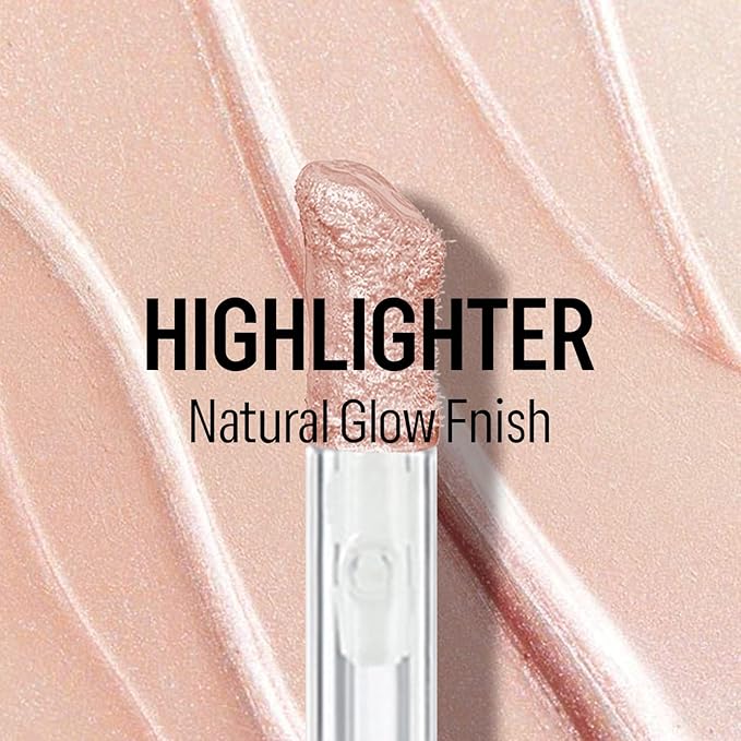 KYDA Liquid Highlighter, High Glossy Face Illuminator, Radiant Glow Liquid Filter, Silky Creamy Face Enhancing Makeup, Buildable Formula-Rose Gold
