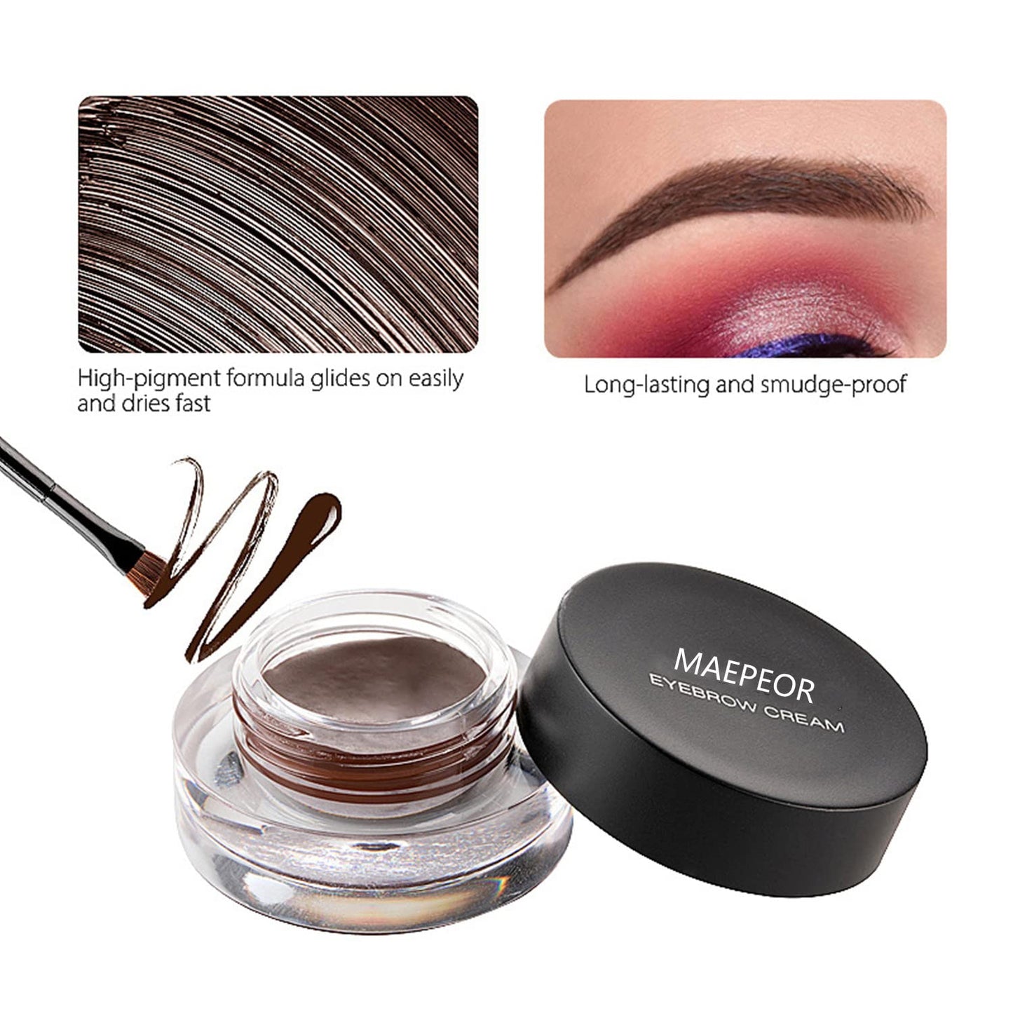 MAEPEOR 12 Colors Eyebrow Pomade Full-pigmented Long Lasting Waterproof Eyebrow Cream Gel Filling & Shaping Tinted Eyebrows Enhancers with Brush for Daily or Party (07 Bright Red)