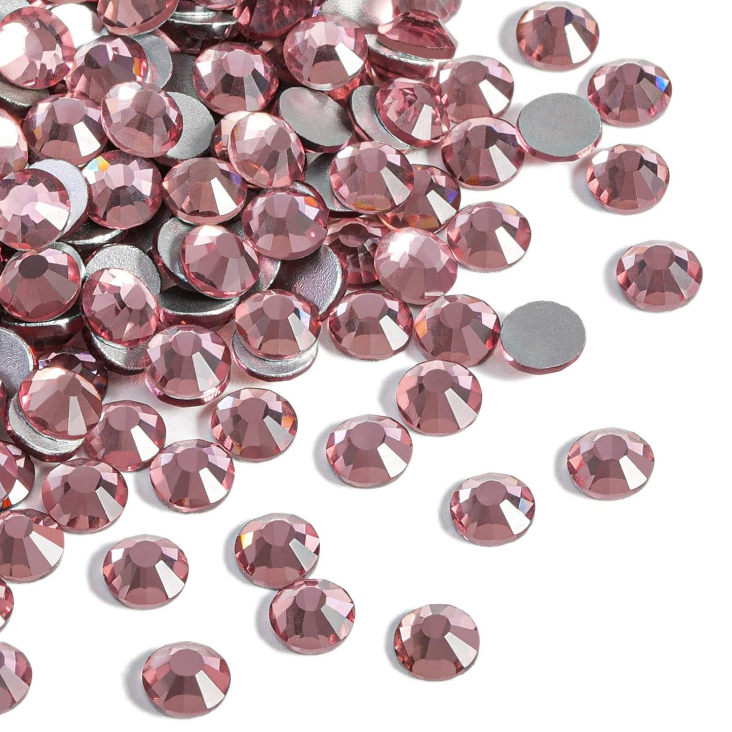 beadsland Flat Back Crystal Rhinestones Round Gems for Nail Art and Craft Glue Fix, Light Purple (2.9-3.0mm) SS12/1440pcs