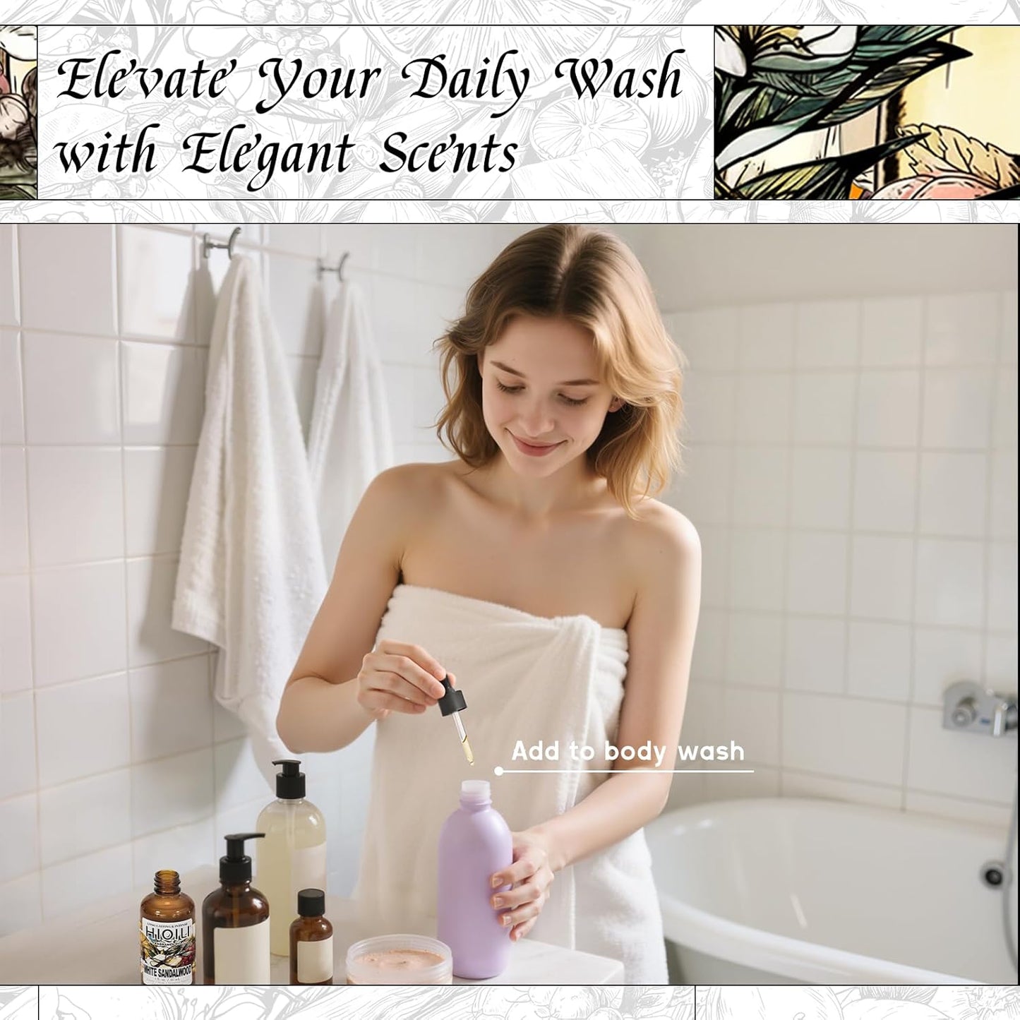 HIQILI White Sandalwood Fragrance Oil for Making Candle, Scented Home Decor, Room Spray, Skin & Body, Essential Oil Diffuser - 1 Fl Oz