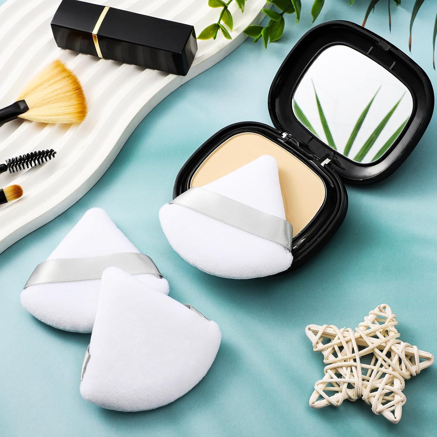 Suclain 48 Pcs Velour Triangle Powder Puff Soft Velour Makeup Puff for Face Powder Makeup Triangle Sponges for Wet and Dry Cosmetic Foundation Loose Mineral Body Makeup Tool(White)