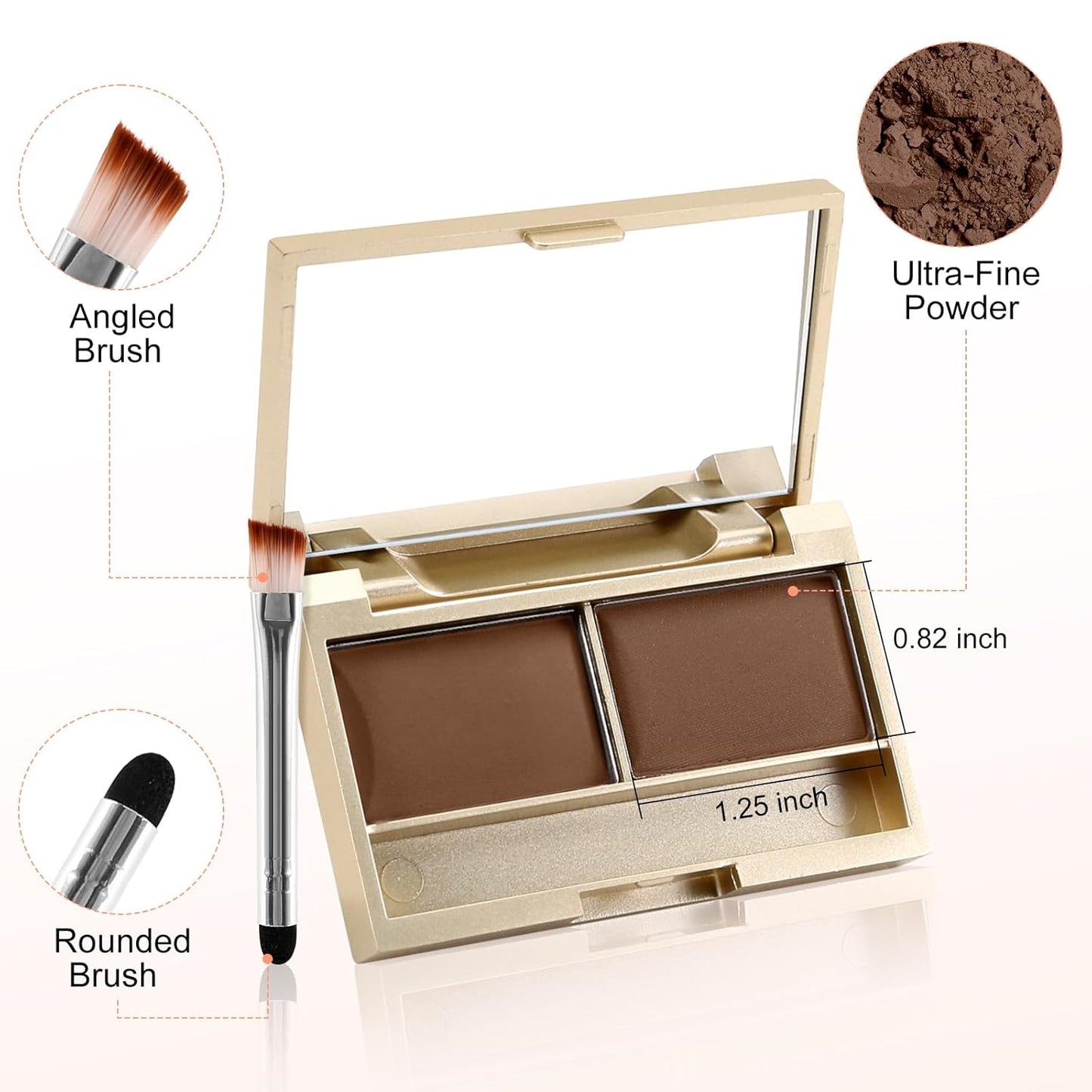 Boobeen Eyebrow Powder Kit, 2-color Waterproof Eyebrow Palette Makeup to Definer & Filler Brows, Eyebrow Color Powder Shape Natural Looking Brow - with Mirror Brush