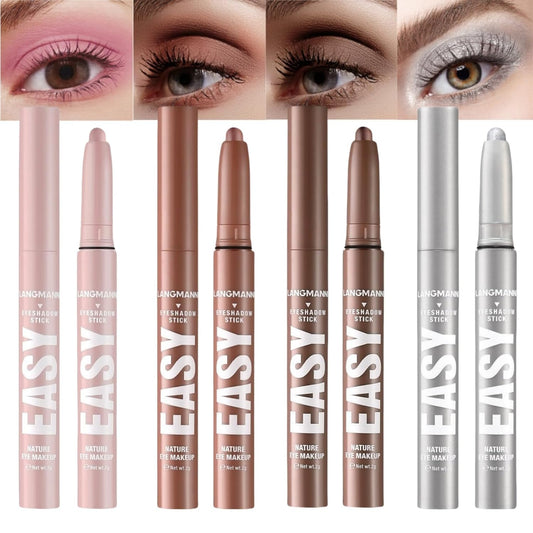 Jolilab Eyeshadow Stick Set, 4 Colors Matte Professional Bright-Colored Contouring and Highlight Stick, Cream Waterproof Long Lasting High Pigmented Eye Shadow. (4, 01+05+06+07)