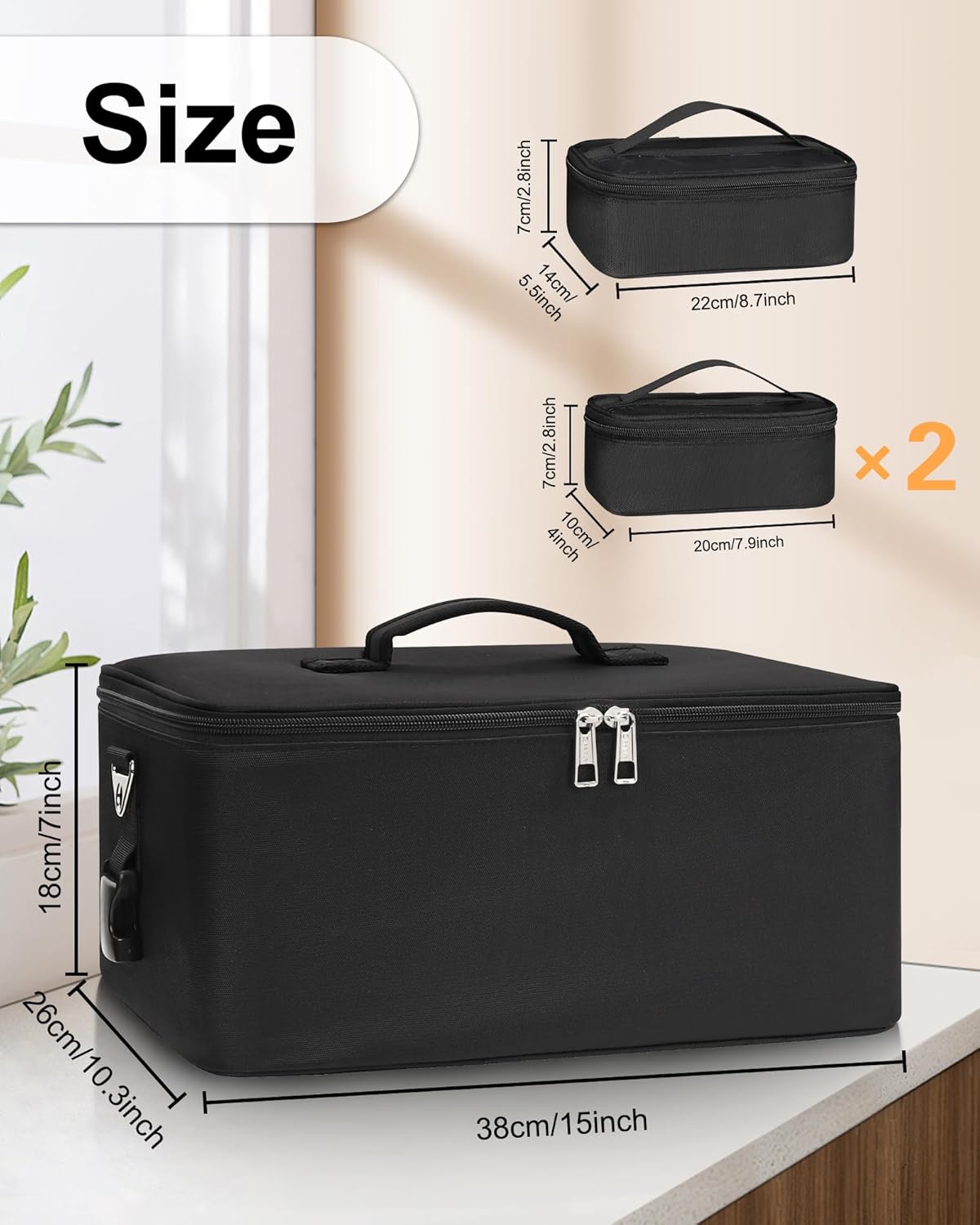 Relavel Makeup Bag Large Makeup Case Professional Cosmetic Storage Organizer Box Brush Holder with 3 Clear Set Bags for Makeup Artists with Shoulder Strap & Adjustable Dividers