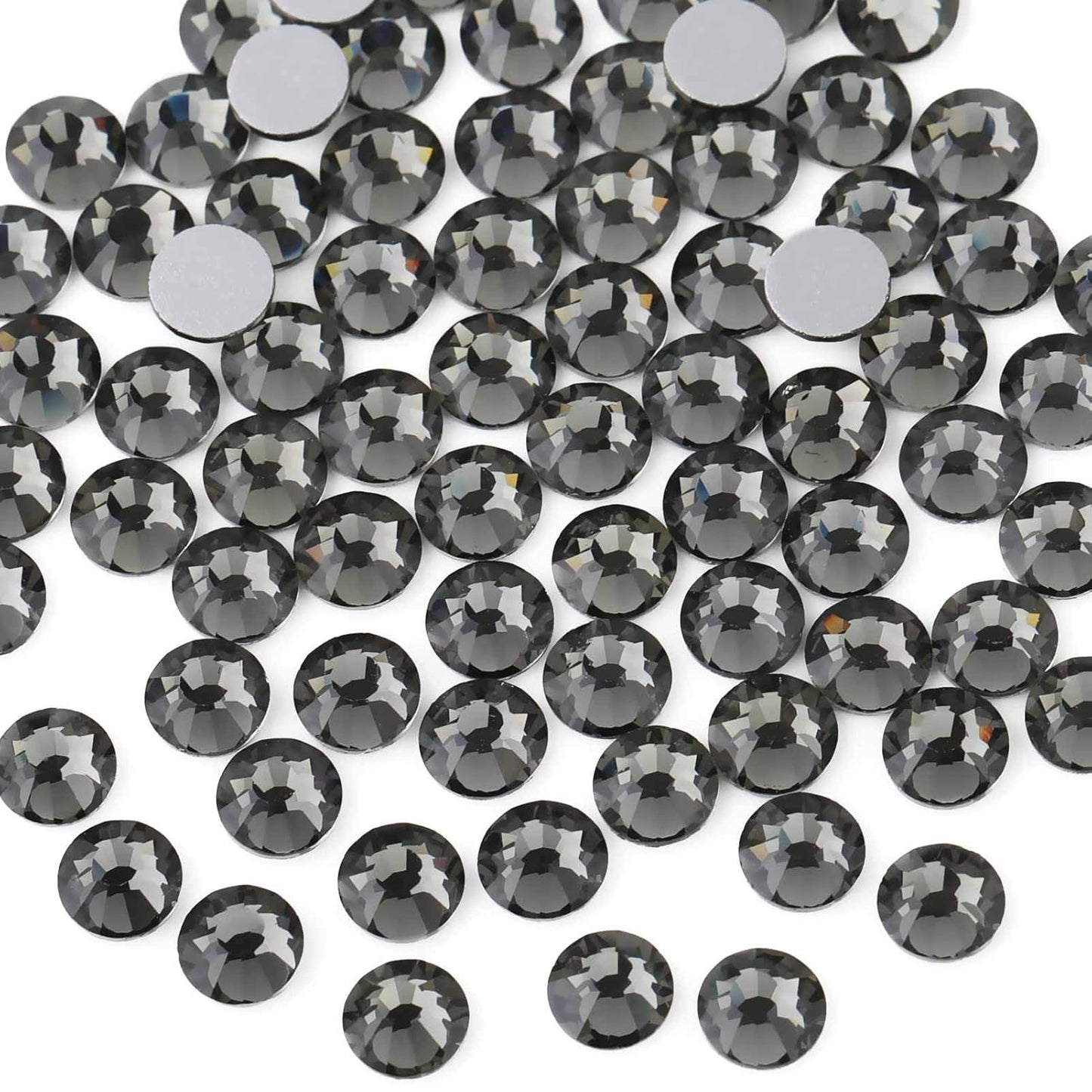 beadsland Flat Back Crystal Rhinestones Round Gems for Nail Art and Craft Glue Fix,Black Diamond (2.3-2.5mm) SS8/1440pcs