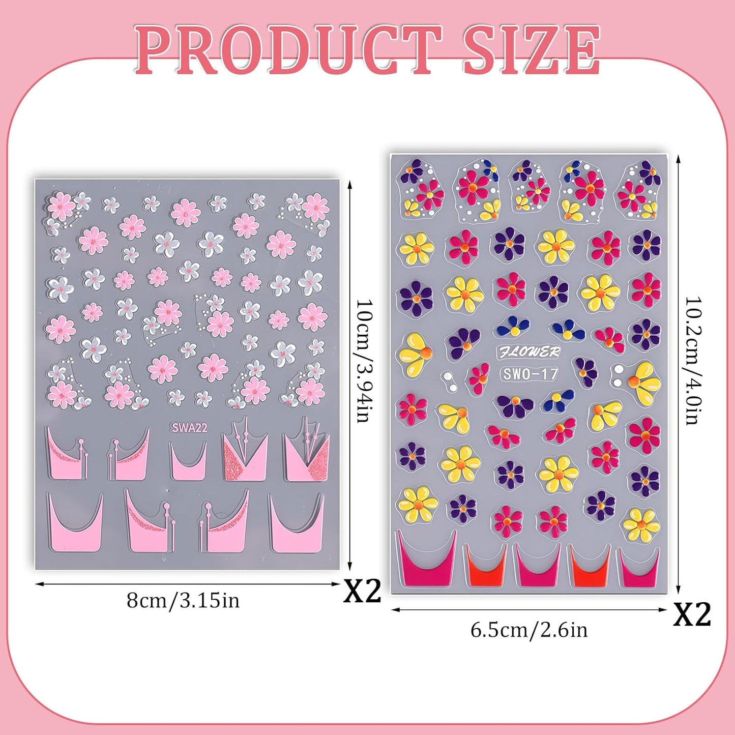 Flower Nail Art Stickers Decals, 4 Sheets 3D Self Adhesive Embossed Flower Nail Decals Nail Art Supplies Designs, Floral Nail Accessories for Women Girls