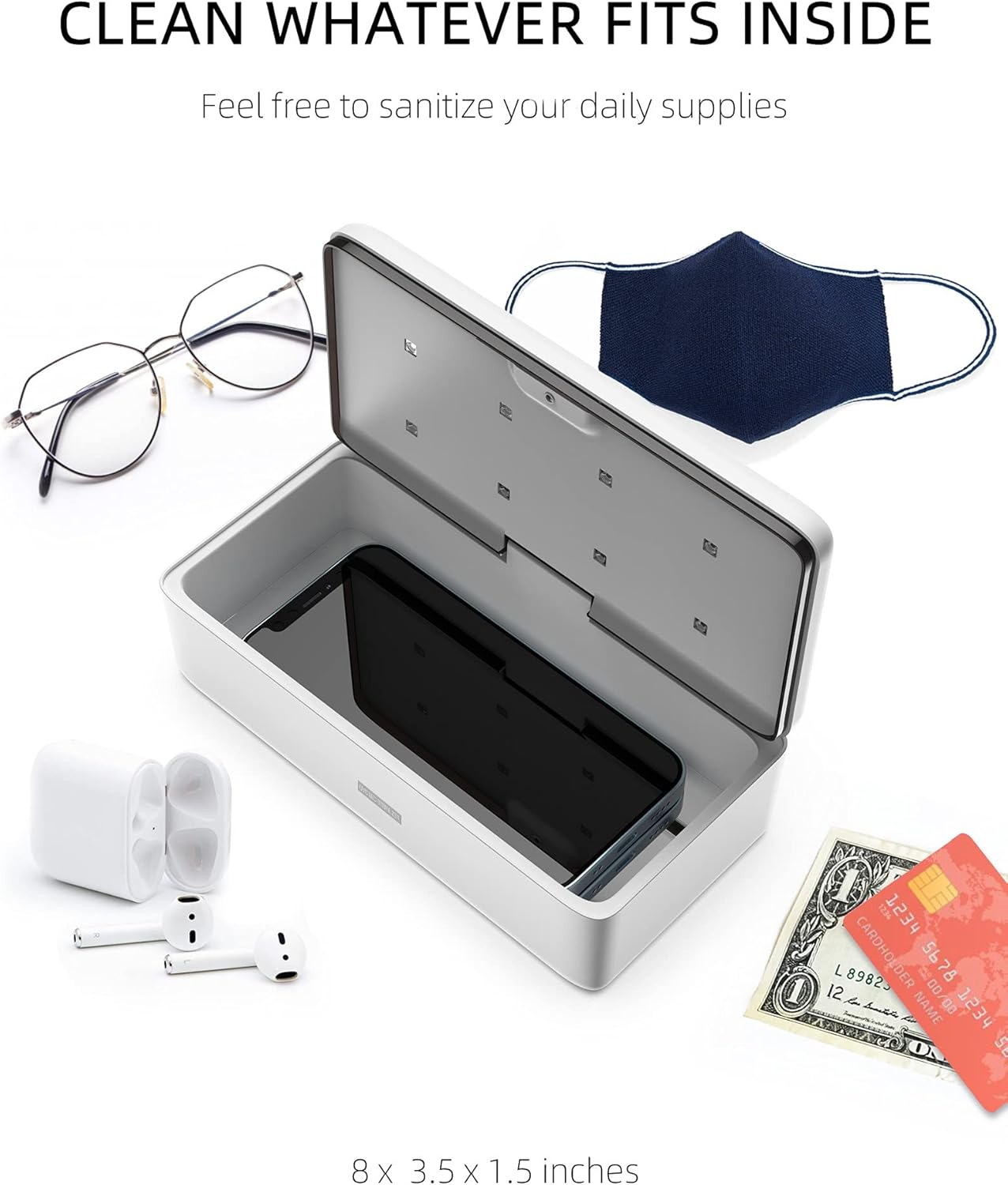 UV Light Sanitizer Box, UVC Phone Sanitizer Box for Smartphone,Jewellery and Household Items