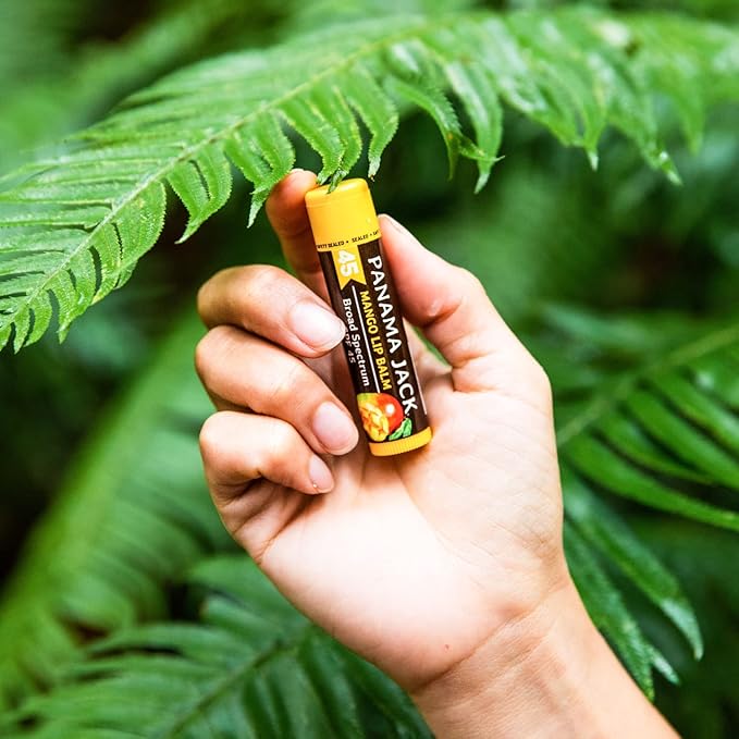 Panama Jack Sunscreen Lip Balm - SPF 45, Broad Spectrum UVA-UVB Sunscreen Protection, Prevents & Soothes Dry, Chapped Lips, Mango, 7-pack