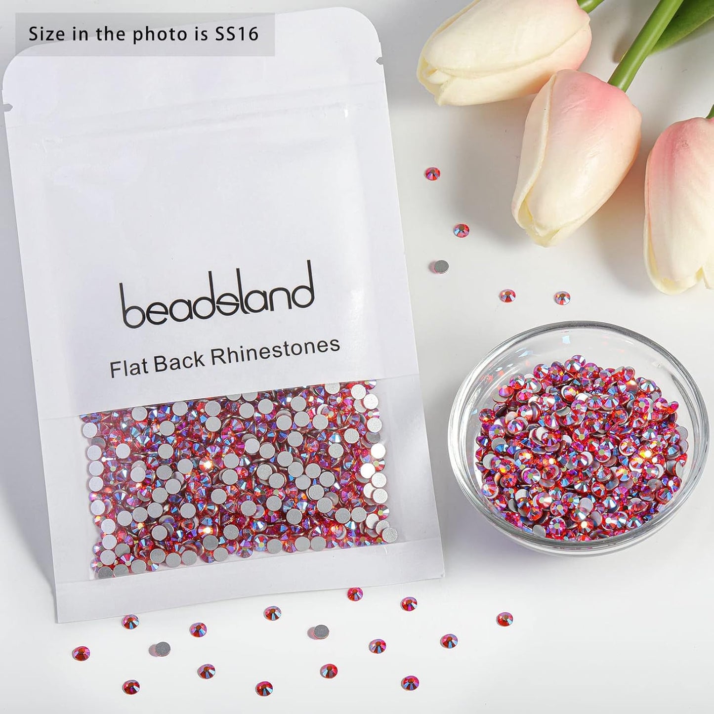 Beadsland 1440 Pieces Flat Back Crystal Rhinestones Round Gems,Hyacinth AB,SS16,3.8-4.0mm