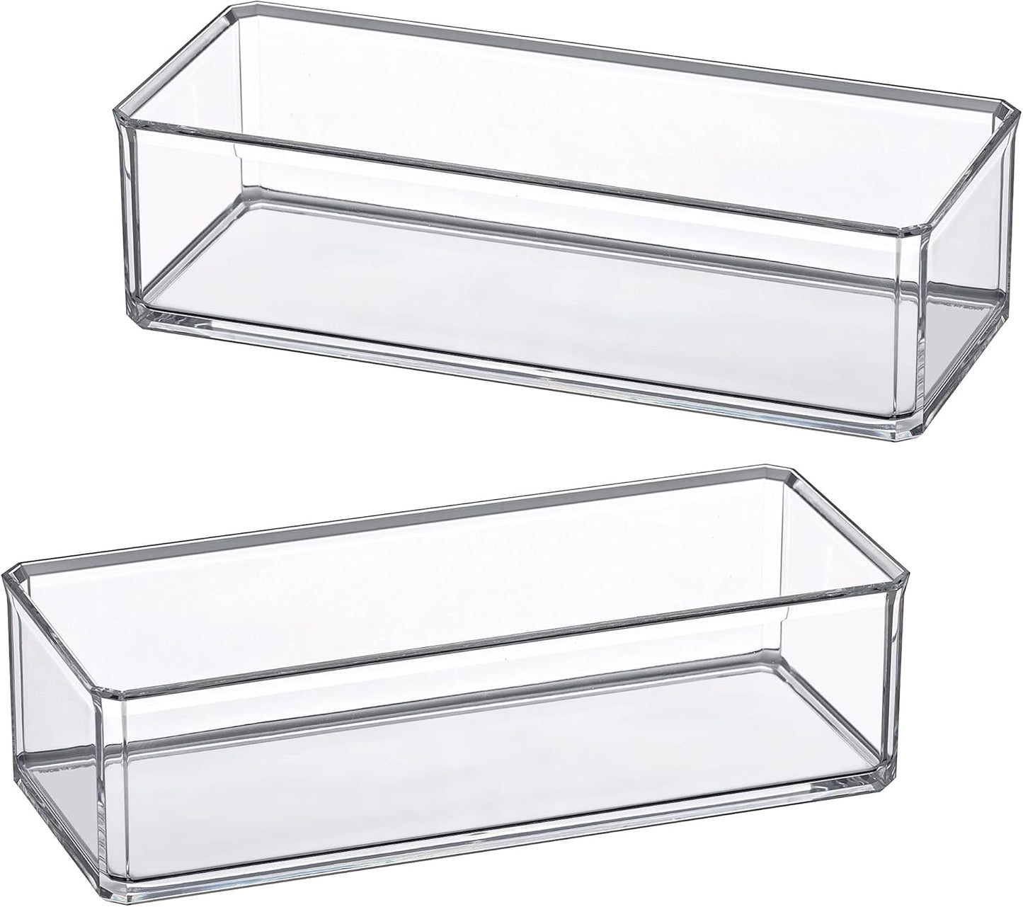 Amazing Abby - Glamour - 2-Pack Acrylic 1-Compartment Makeup Organizer, Transparent Plastic Lipstick Holder, Perfect Bathroom Vanity Storage Solution for Lipsticks, Nail Polishes, and More