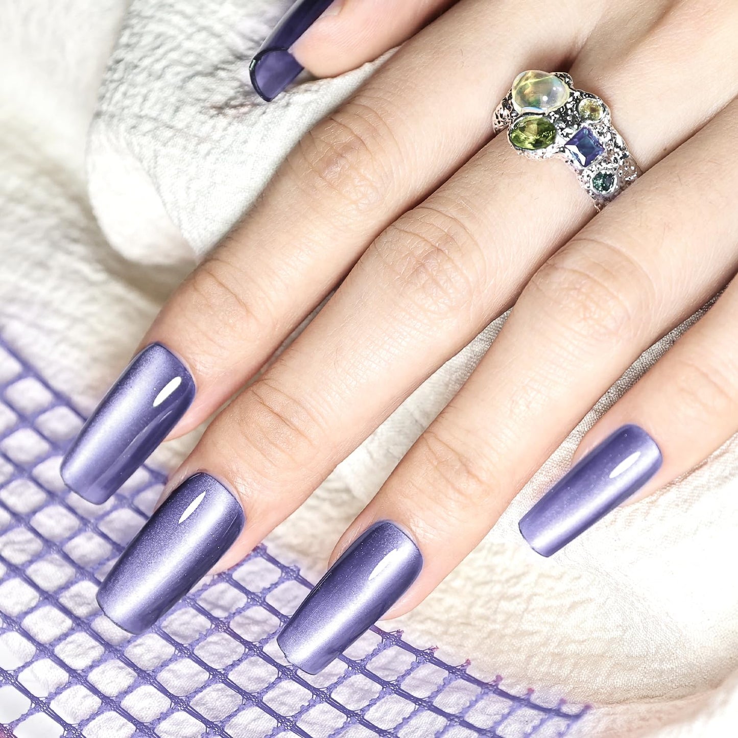 JODSONE 16.5ml Cat Eye Gel Nail Polish Glitter Light Gray Magnetic Reflective Translucent Need U V Curing