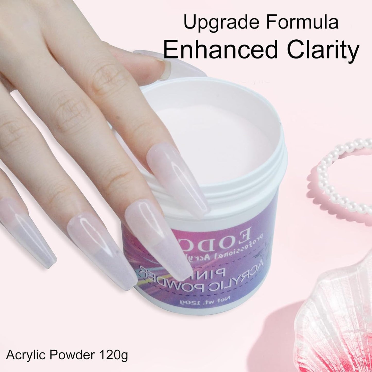 White Acrylic Nail Powder, 120g Professional Acrylic Nail Powder Polymer for 3D French Nail Manicure Extension Nail Carving No Need Nail Lamp