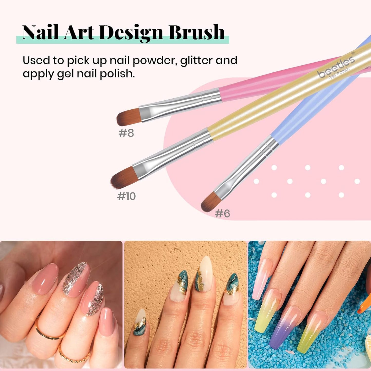 Beetles Gel Nail Brush, 7Pcs Nail Art Brushes, Nail Art Tips Nail Brushes for Nail Art Nail Painting Brush Pen Set for Home and Salon Use Decoration