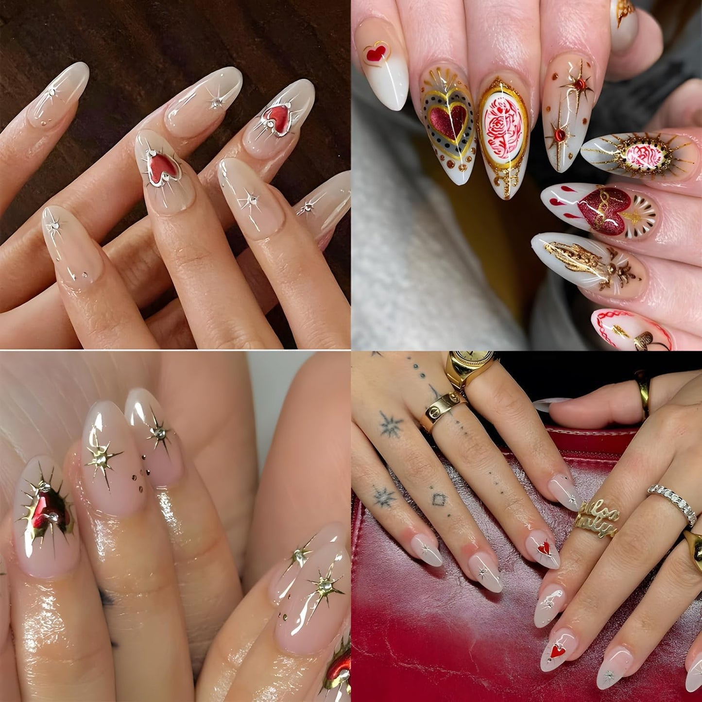 Gold Nail Stickers Decals 12 Sheets Sun Moon Nail Art Stickers Decals 3D Self Adhesive Star Nail Decals Design Heart Nail Supplies Charms for Women Girls Nail Art Manicure Decoration