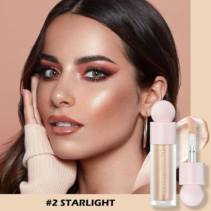 Erinde 2 Colors Liquid Highlighter and Blush Set, Natural Matte Face Blush, Natural Glossy Liquid Illuminator for Face and Body, Lightweight Blendable Silky Smooth Texture, Cruelty-free