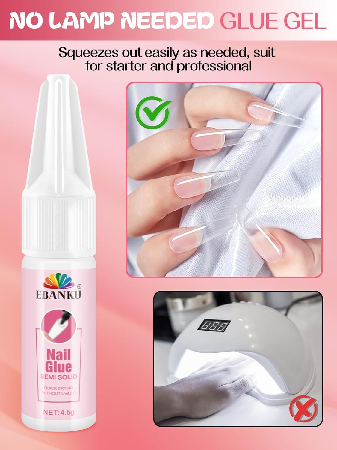 EBANKU Nail Glue Bulk for Press On Nails, 10PCS Super Strong Glue for Fake Nails Professional Adhesive Super Bond Fast Drying Glues Long Lasting No Need for UV Lamp (10 x 15ML)