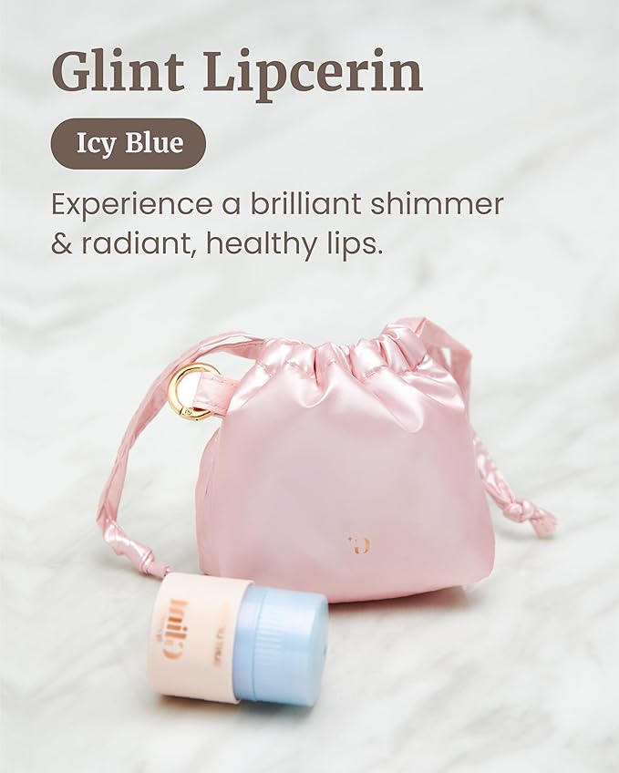 Glint Lipcerin (Icy Blue, 0.5fl oz) - Long Lasting Hydrating lip gloss with Shea Butter for a Natural Looking, Korean Skin care Ideal for Chapped, Dry, Cracked, or Damaged Lips