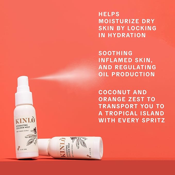 Kinlo Self Care Kit - Facial Oil, Facial Mist, Eye cream, Sweet Orange Coconut Scent Candle | Home SPA Gift Set Mother's Mother's day gift day gift | Black Owned Skincare | Made in USA