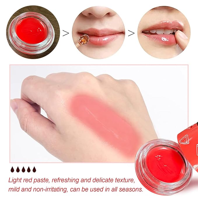 1 PCS Bee Lip Balm Honey Pot, Moisturizing Watermelon Sleeping Lip Balm Lip Mask Overnight, Hydrate Lip Repair Prevent Dry and Cracked Lip Care, Nourishes the Lip Skin, Reduces Lip Lines