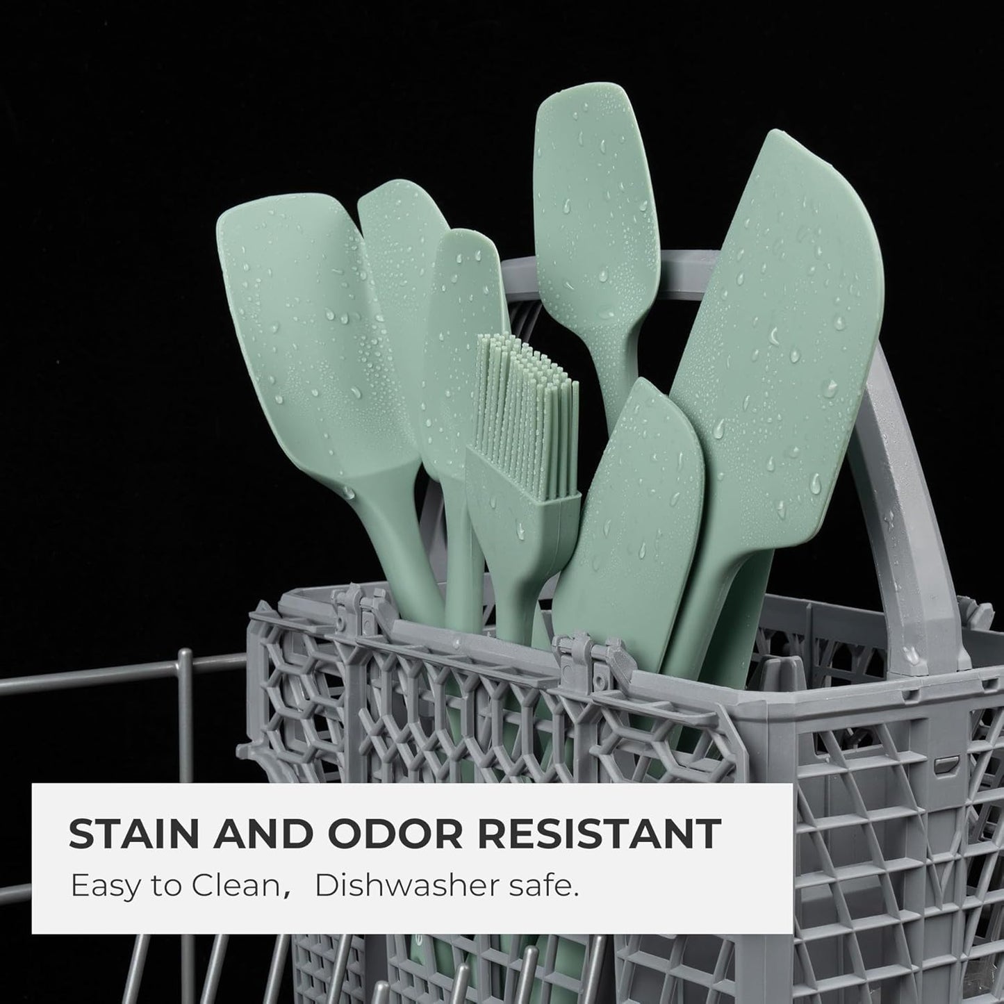 Elihome Classic Silicone Spoonula - Non-Stick Heat Resistant Silicone Scraper Spatula for Mixing, Serving, Scraping, Stirring, and More - 11 Inch, Sage Green