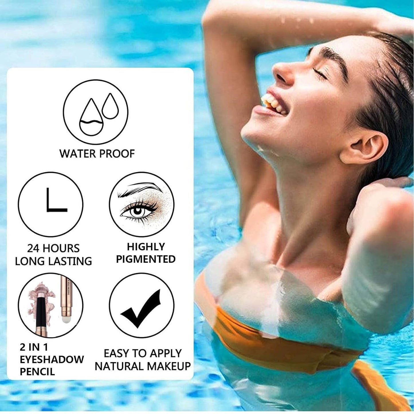 Purple Eyeshadow Stick Makeup, Highlighter Matte Cream Eye Shadow Pencil, Waterproof Hypoallergenic Long Lasting Crayon, Glitter Primer Palette Shimmer Eyeliner Pen wiht Soft Brush