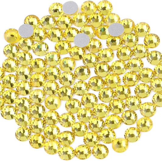 beadsland Flat Back Crystal Rhinestones Round Gems, Lemon Yellow (1.9-2.0mm) SS6/1440pcs