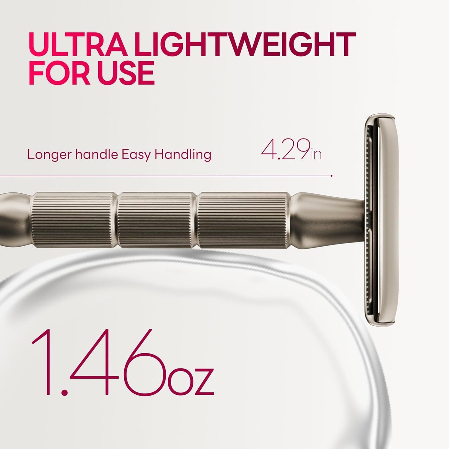 Double-Edge Safety Razor, Single-Blade Razors with 5 Stainless Steel Razor Blades for Men and Women, Reusable Metal Razor – Champagne Matt