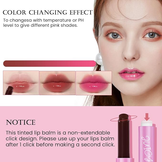 DAGEDA Tinted Lip Balm, Moisturizing Magic Color Changing Lipstick, Soothing Hydrating Lip Balm Tinted, Glossy Lip Plump Gloss Butter Balm, Lightweight, Non-Greasy, 05