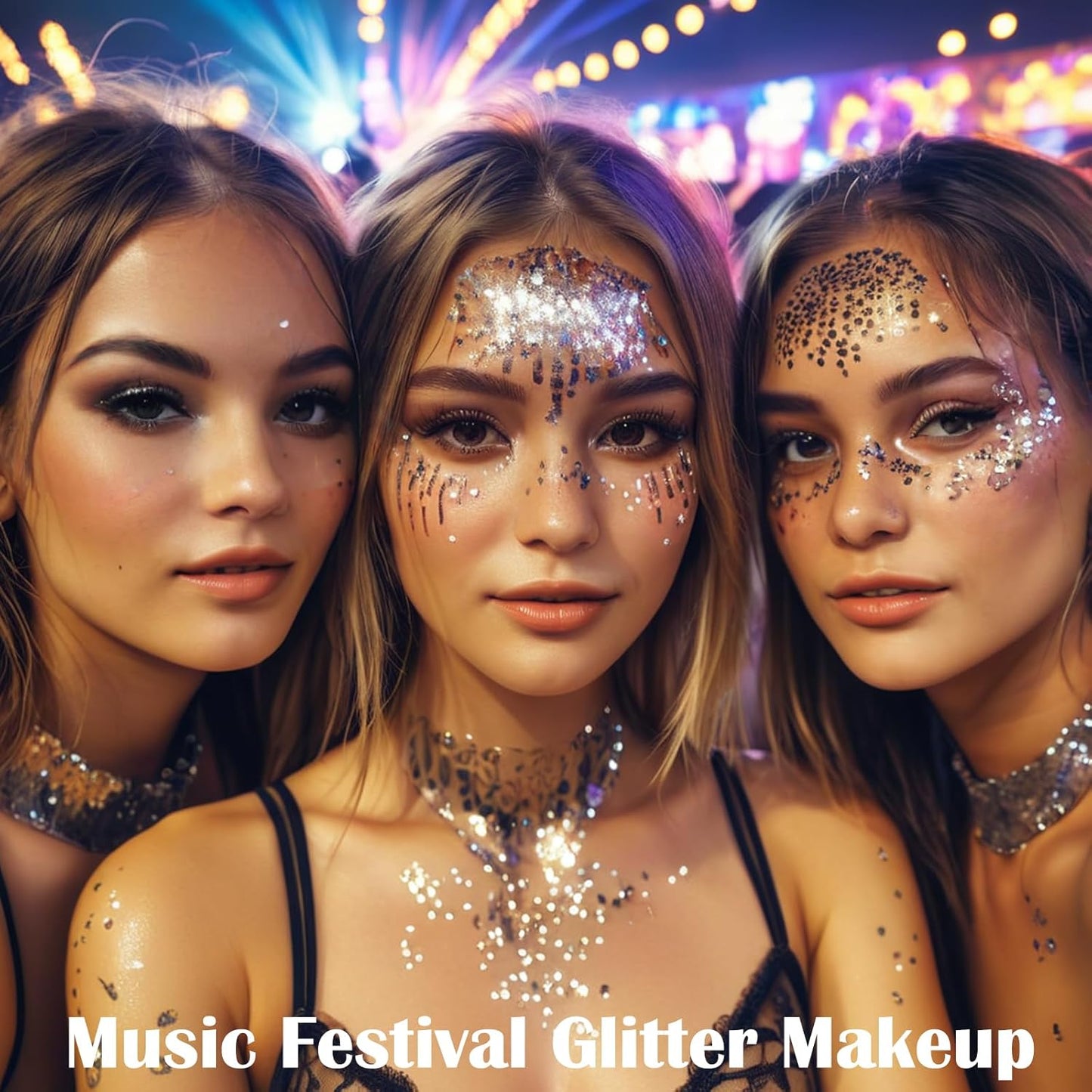 MEICOLY Silver Body Glitter,Chunky Silver Face Hair Glitter,Silver Glitter Makeup for Eyes,Sparkle Face Paint for Women and Kids,Music Festival Party Accessories