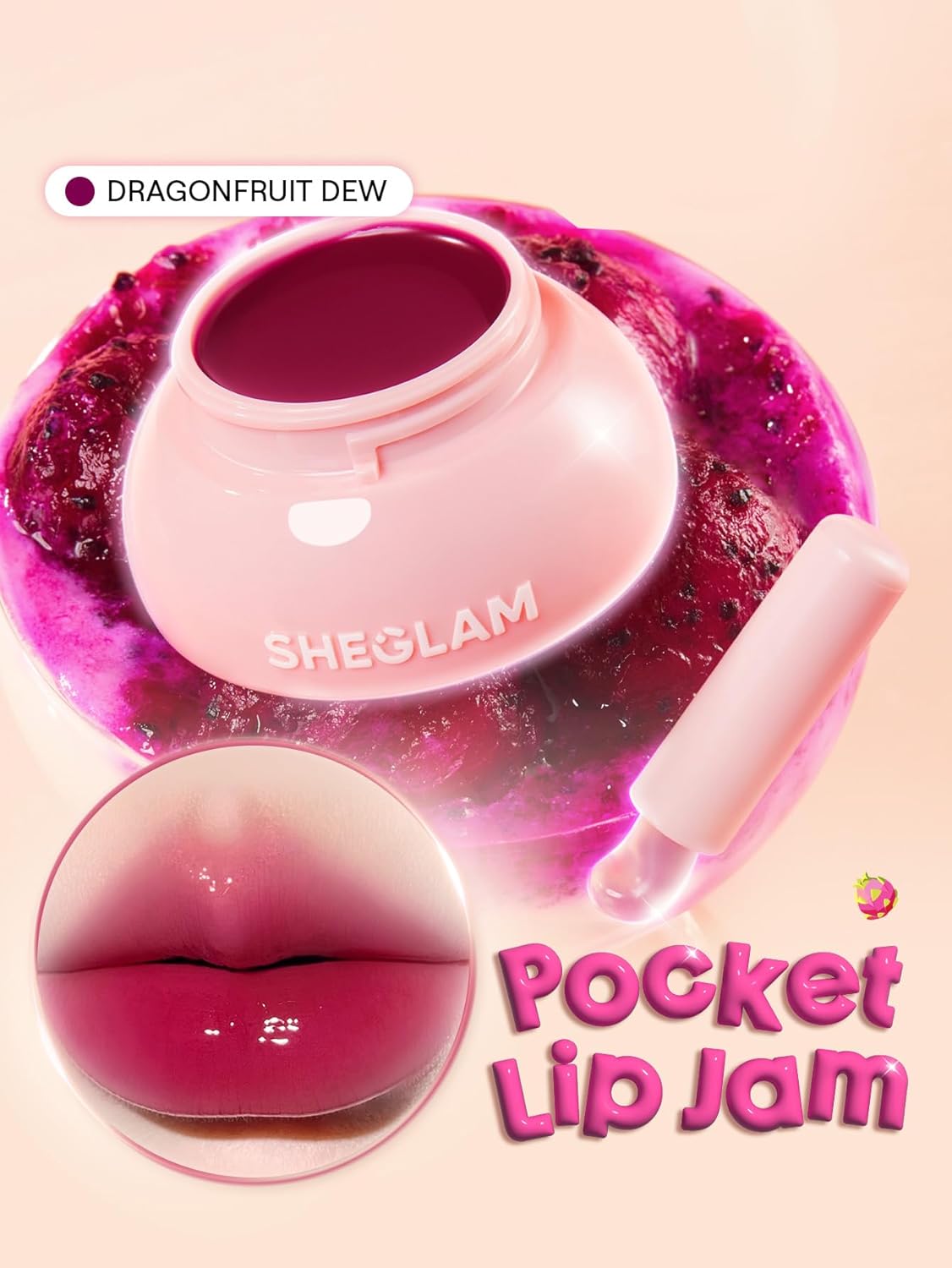SHEGLAM Hydra Jelly Pocket Lip Jam Hydrating Nourishing Lip Gloss Moisturizing Lip Makeup-Dragonfruit Dew