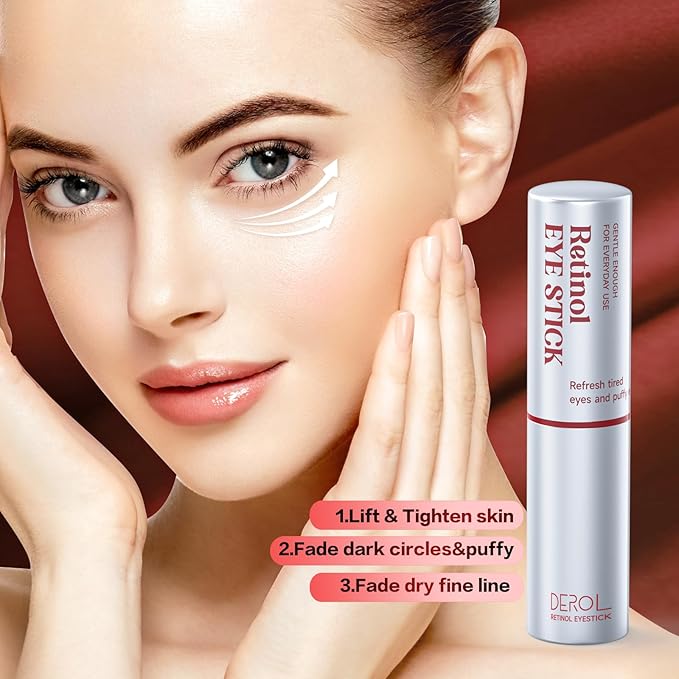 Retinol Eye Cream,Anti Aging Eye Cream, Retinol Eye Stick for Dark Circles and Puffiness Bags Treatment, Eye Balm Instantly Brighten,Under Eye Cream,Eye Cream for Wrinkles,Reduces Fine Lines