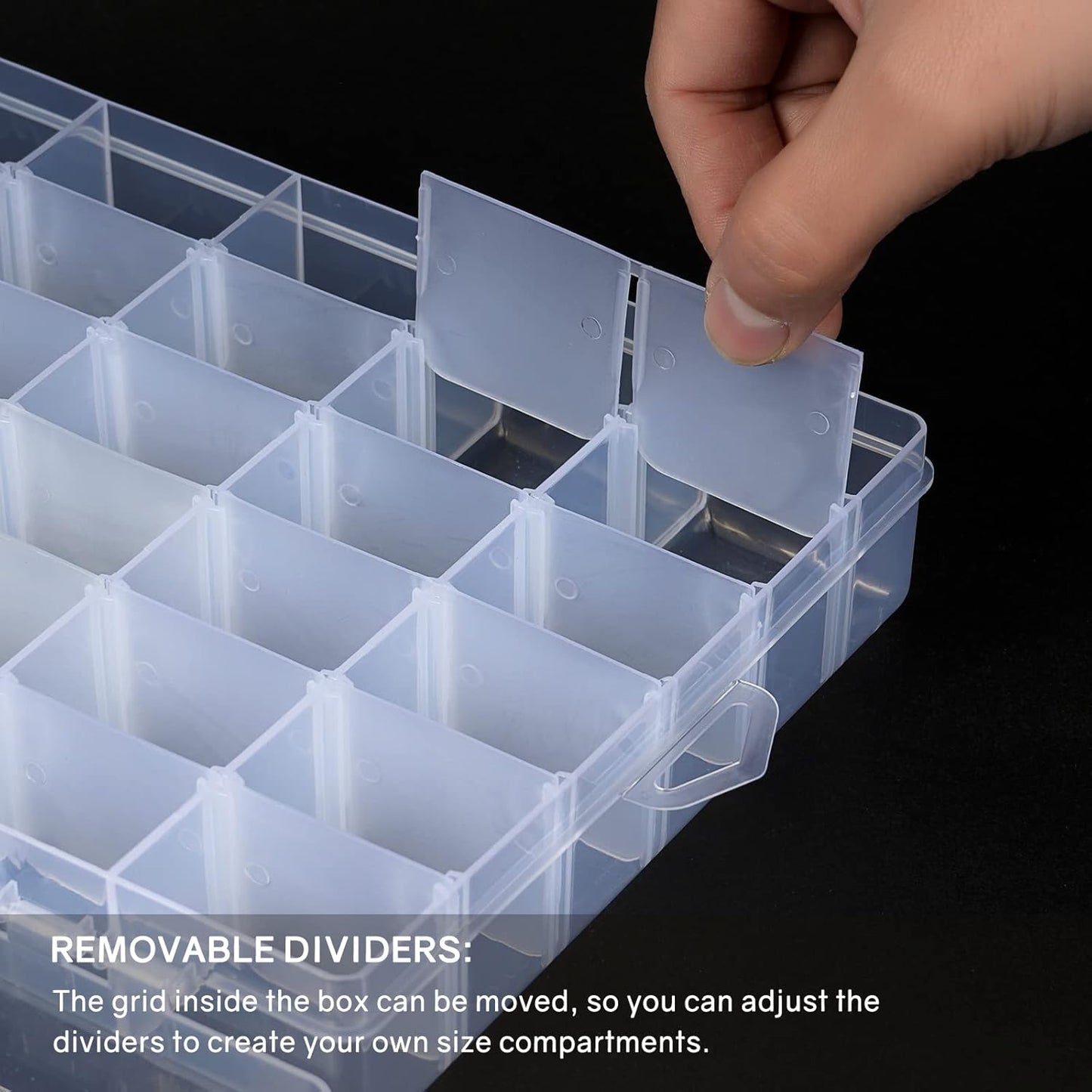 36 Grids Clear Craft Storage Boxes with Compartments, Bead Organizer Storage Box, Plastic Jewellery Organizer Box, Small Parts Organizer for Rock Screw Seed Washi Tape